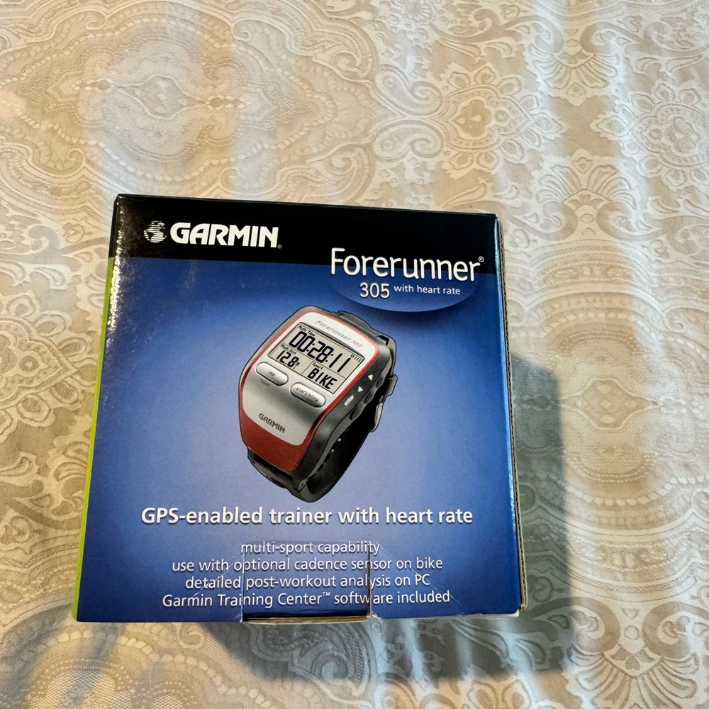 Garmin Forerunner 305 GPS Watch with Red and Black Accents